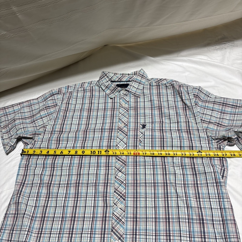 Vtg 90s Phat Farm Shirt Mens Color Cage White Blue Red Plaid Hip Hop Y2K 3XL - Picture 8 of 16